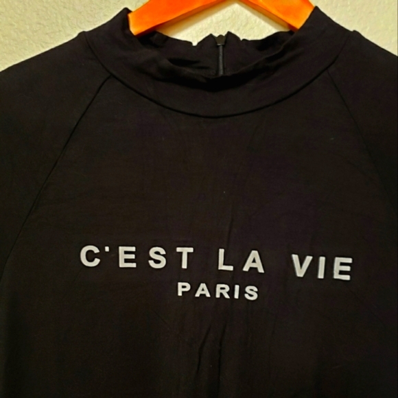 Paris, Here I Come! C'est La Vie! • Soft Summer Romper • Black Knit • Size 1X • - Picture 2 of 6
